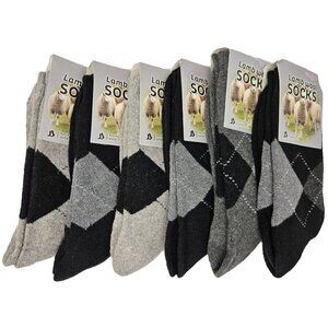 NWT 6 Pairs x Men Lamb Wool Socks, Thermal Warm Winter Boot Crew Socks